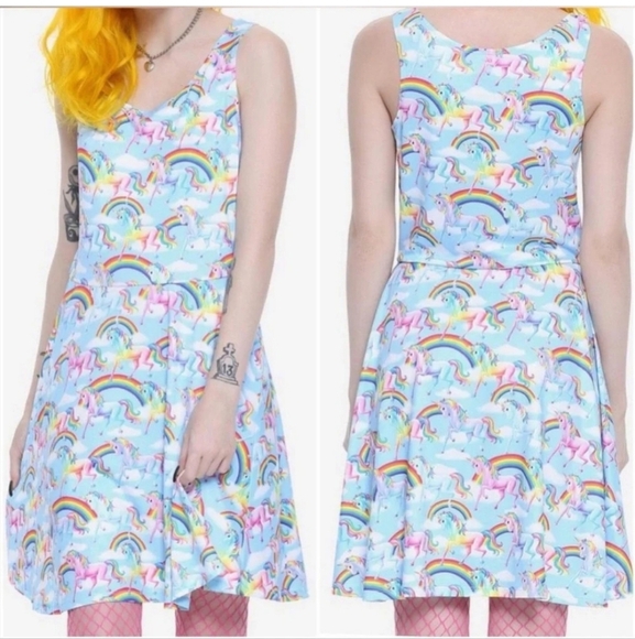 NWT Lisa Frank Unicorn Rainbow Dress Sz Small Sleeveless Magical XOXO Stretchy - Picture 12 of 16